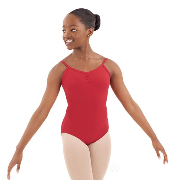 Eurotard Girls Cotton Lycra® Pinch Front Camisole Leotard 10527C Red